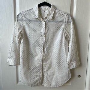 Uniqlo polka dot button up 3/4 sleeve top